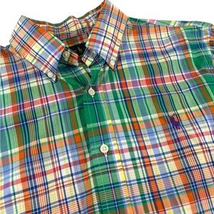 POLO‎ RALPH LAUREN Men Med Madras Plaid Button Down Shirt Pony Spring Multicolor